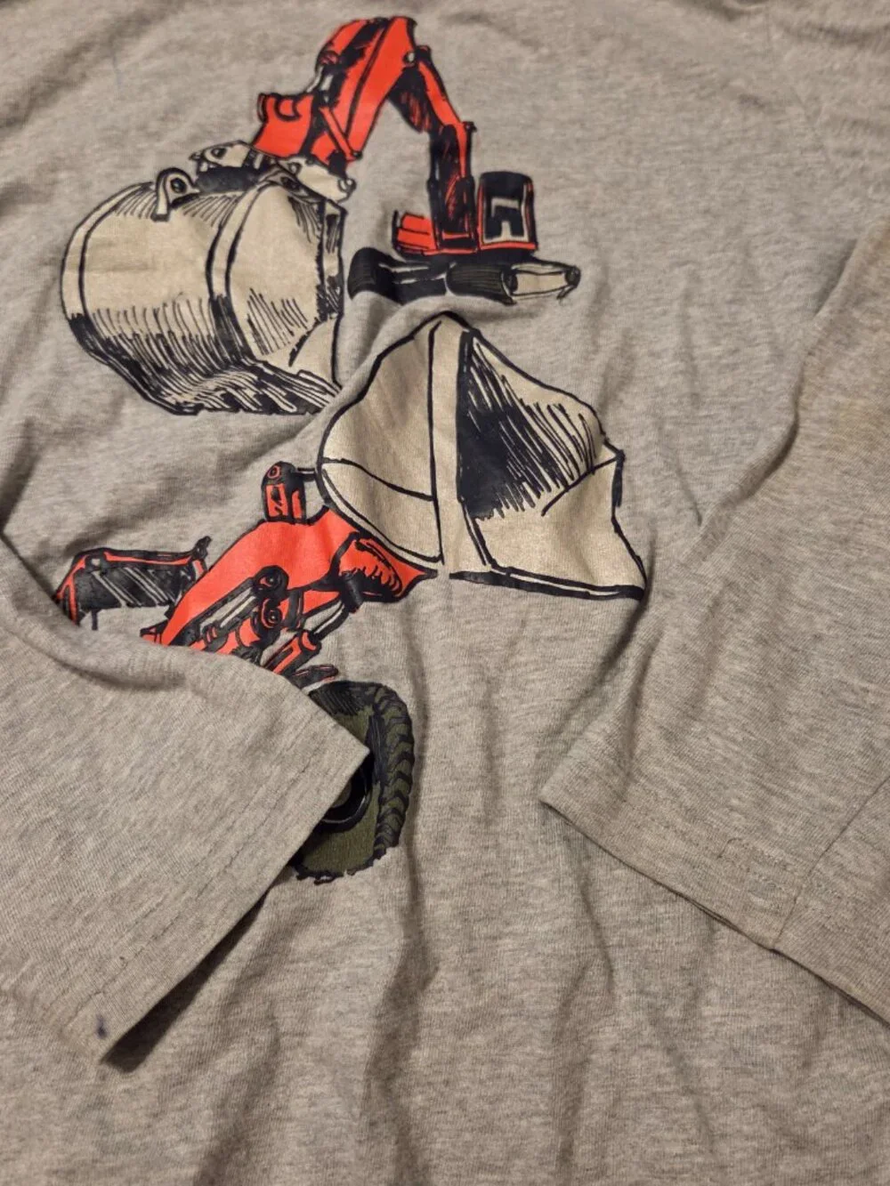 🚸4/$12🚸Gymboree Boys Grey Long Sleeve T-Shirt Size 7 Construction Dump Truck